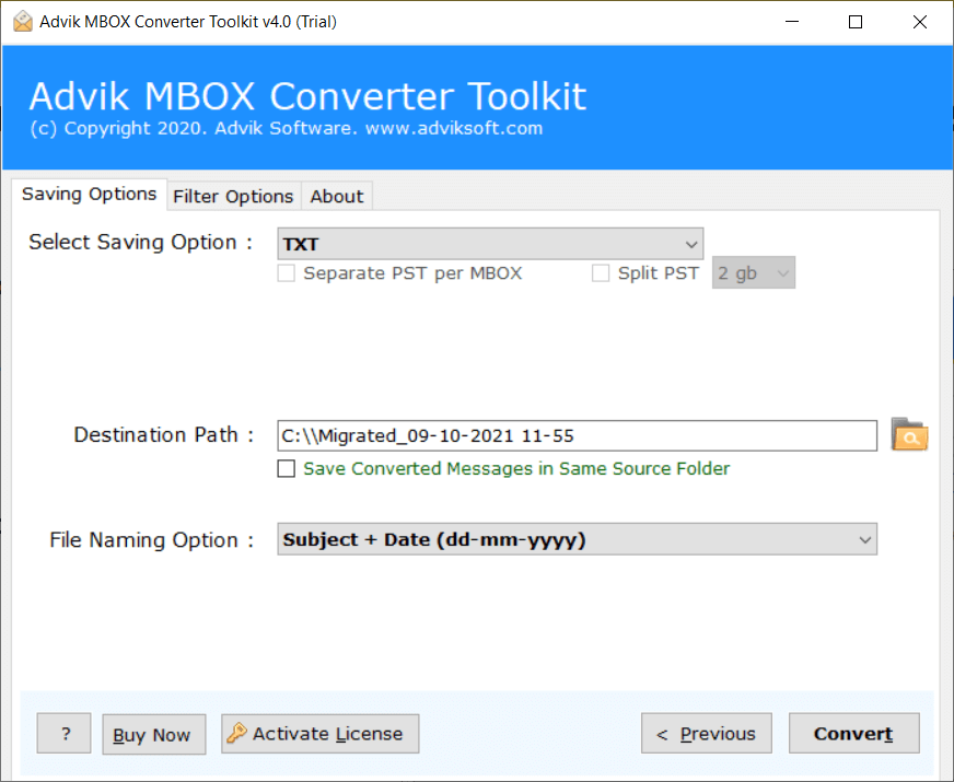 click convert to extract google takeout emails