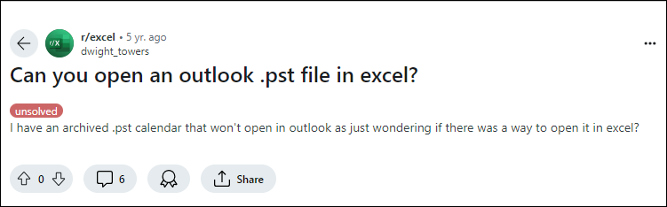 how do i import pst file to excel query