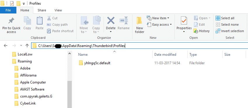 thunderbird profile location
