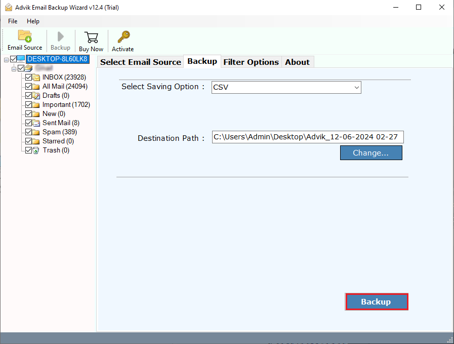 click backup to autoamtically pull data from email to excel