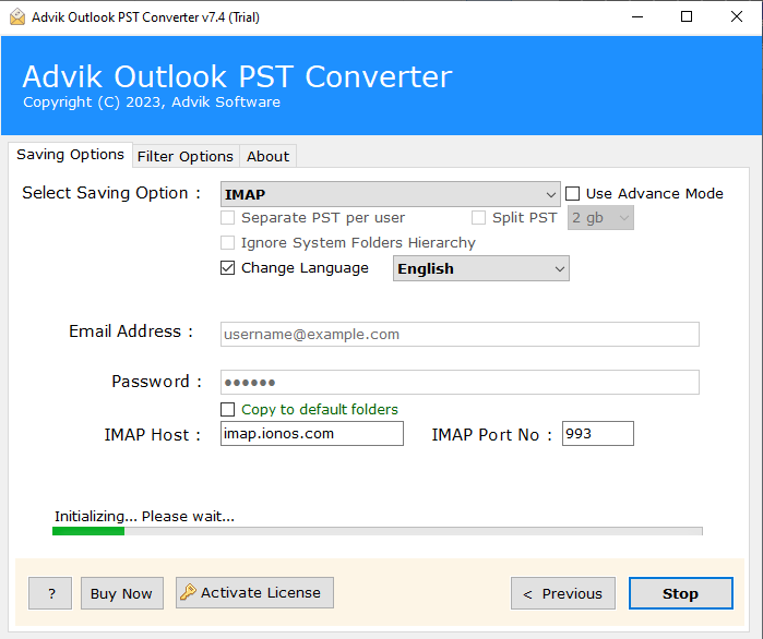 import emails from pst to ionos