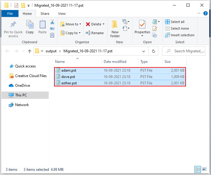 converted MDaemon emails in PST format