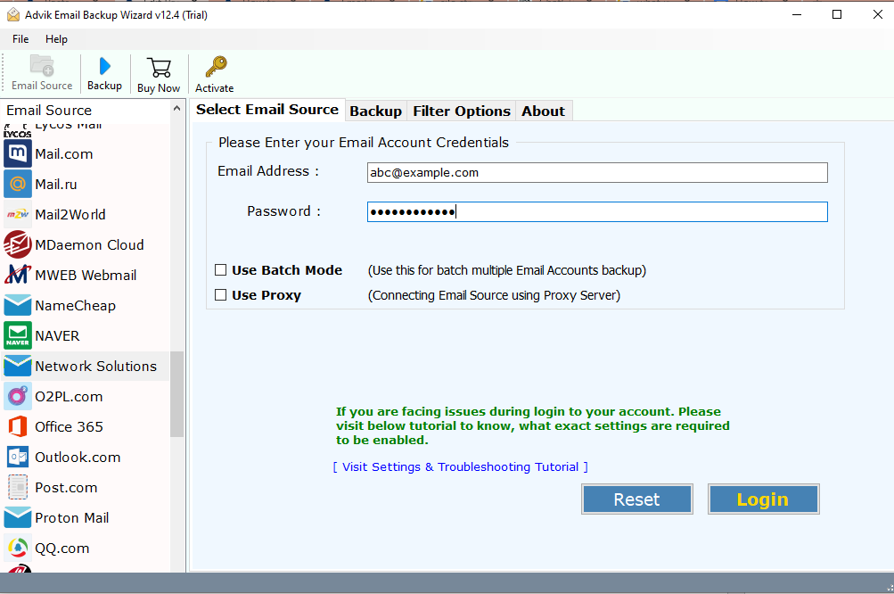 Enter your eM Client email login details