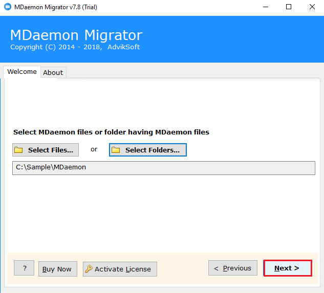 Run the software and add the MDaemon file