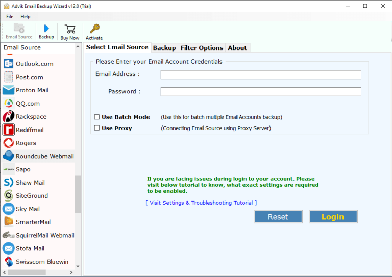 choose Roundcube as an email source