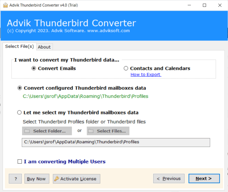 Convert configured Thunderbird mailbox data