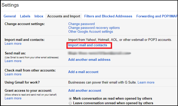 Choose Import Mail and Contacts