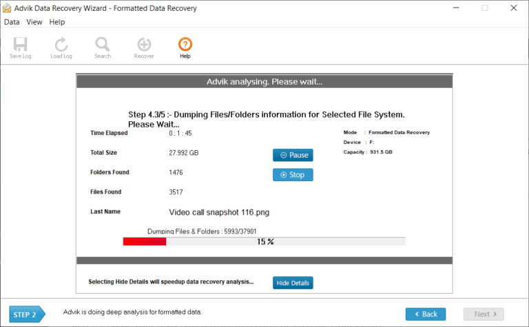 The tool will scan your hard drive