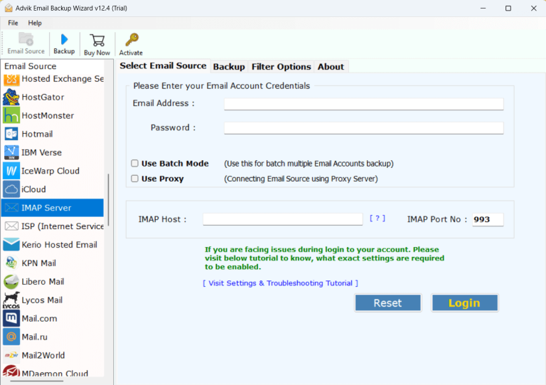 log in with PostBox email account credentials