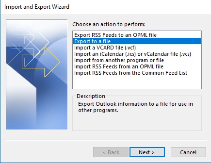 Choose Export to a File