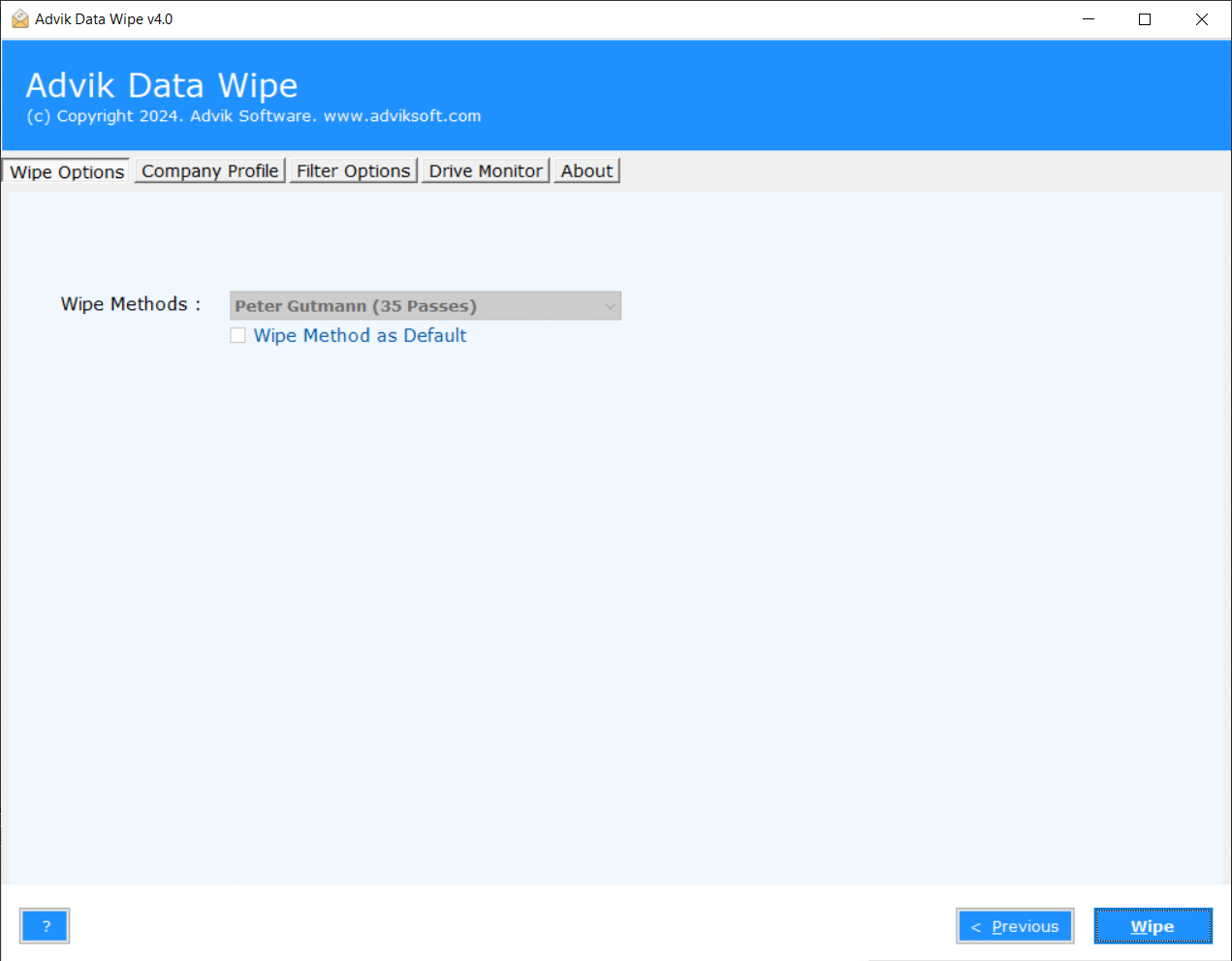 click wipe to erase data from hard drive permanently