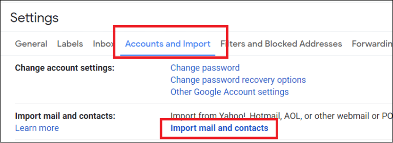 Click on Accounts and Import