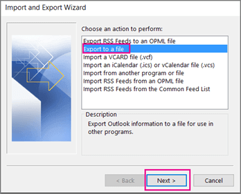 Choose Export to a File