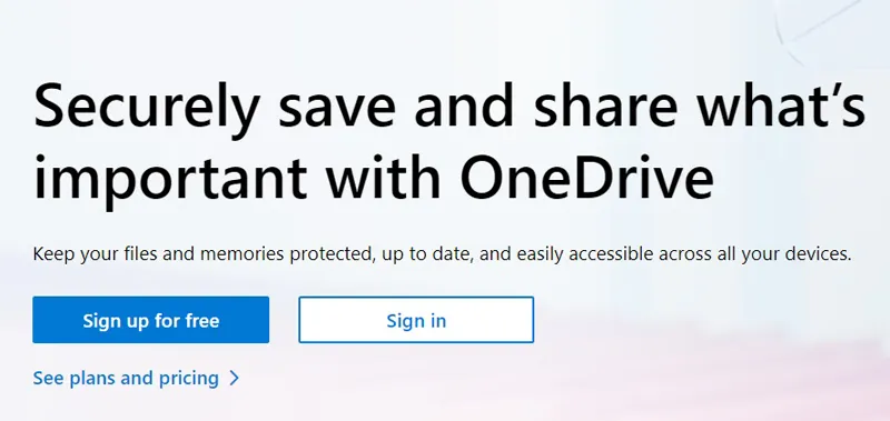 sign in onedrive