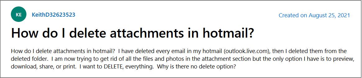 delete attachments in hotmail