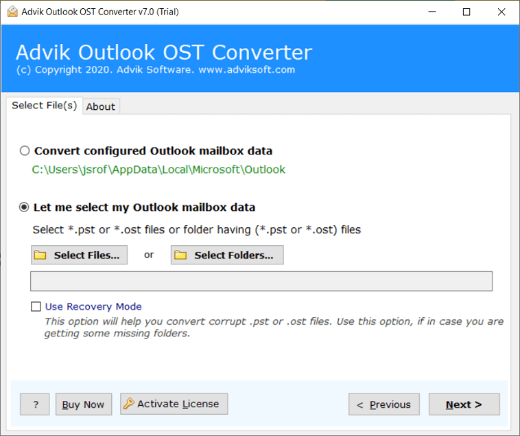 add Outlook OST file