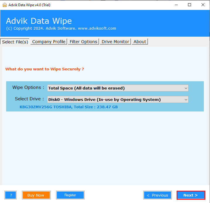 Choose data wipe options on xbox 360 hard drive