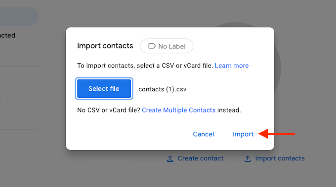 click on import