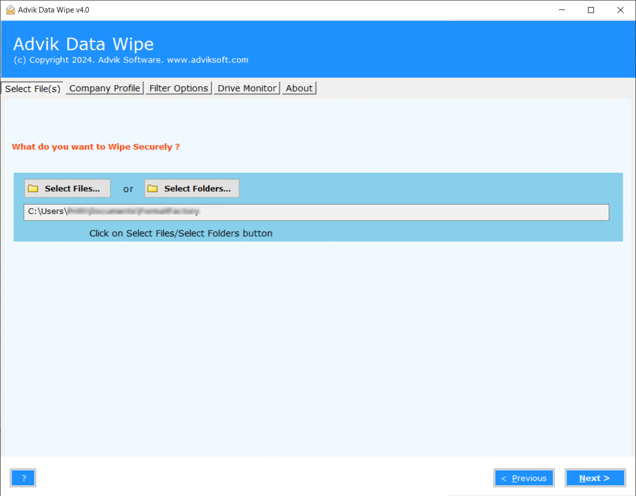 choose drive or file to erase