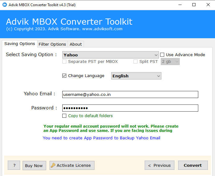 MBOX to Yahoo converter