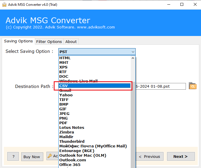 best msg to csv converter