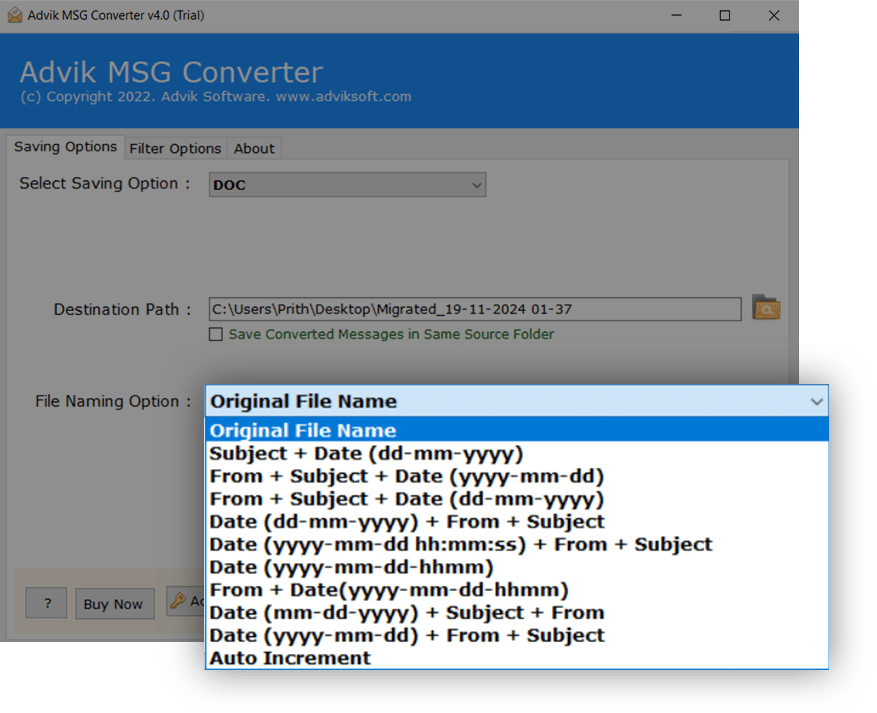 selective msg to pdf conversion