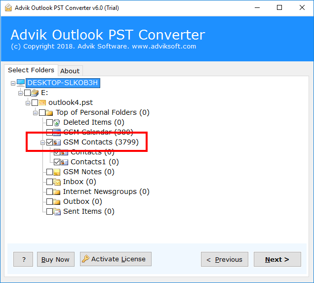 outlook pst to vcf converter